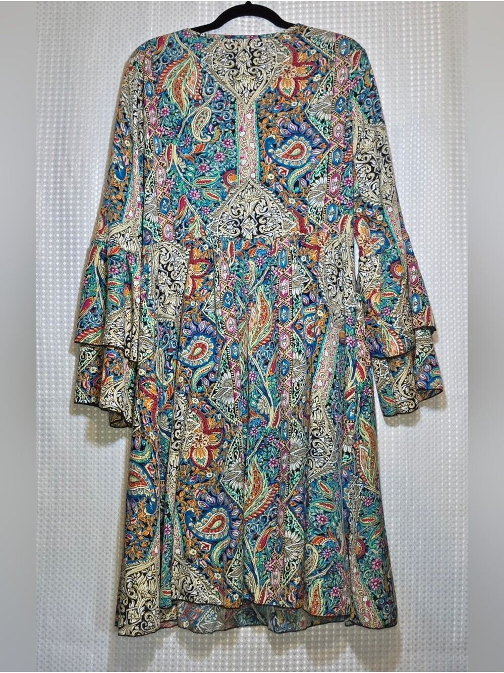 Colorful Paisley Boho Dress Large Boutique Resort Mediterranean Vacation Style - Picture 8 of 14